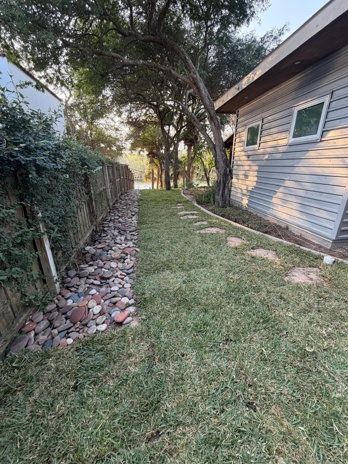 Rock border edging with stepping stones